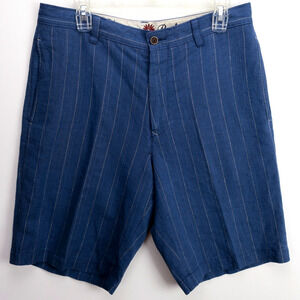 Bermuda Shorts 32x11 Linen Silk Tommy Bahama Blue Pinstripe Resort